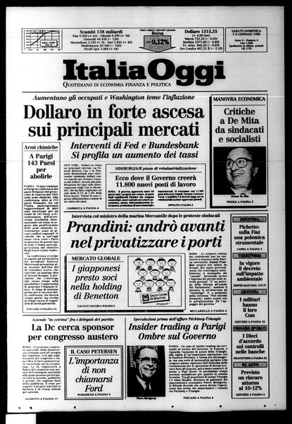 Italia oggi : quotidiano di economia finanza e politica